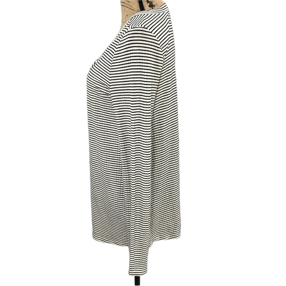 12pm by Mon Ami Boho Tie Down Front Striped  Tunic White and Black Size Large - Picture 4 of 7